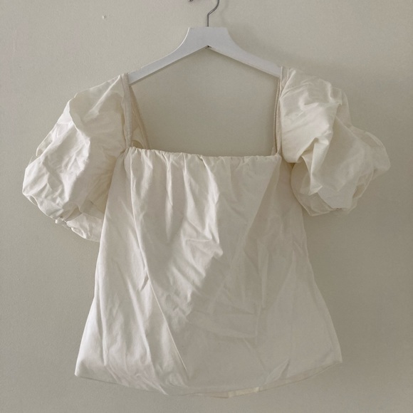 Johanna Ortiz Off-The-Shoulder Puff Sleeve White Cream Blouse - Picture 4 of 6